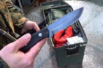 Bug-out supplies with survival knife