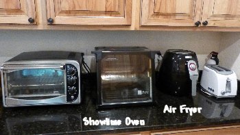 Kitchen counter with Showtime oven and Air Fryer